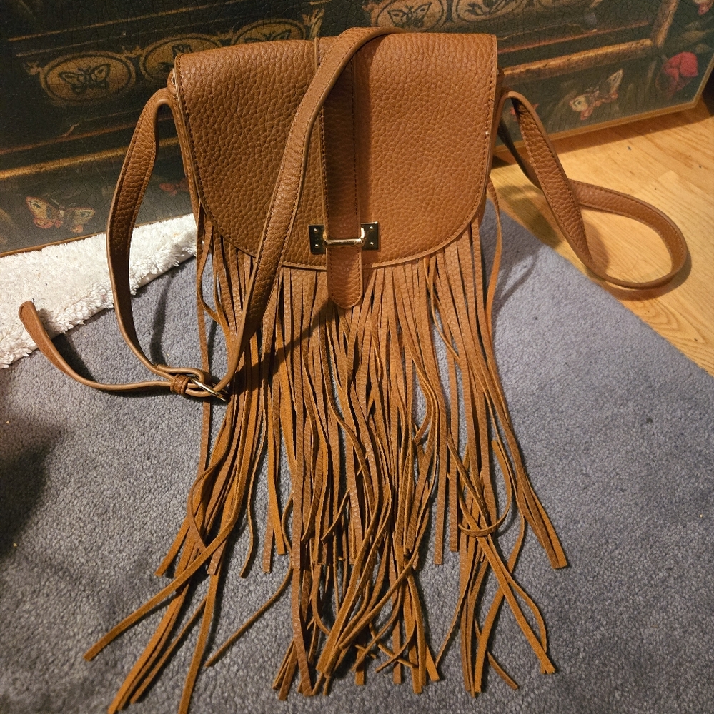 Brown Fringe Leather Bag